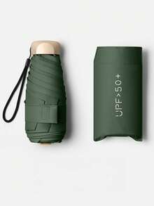 1pc Mini Travel Umbrella, Foldable Umbrella, Outdoor Portable Sunshade Umbrella, UV Protection Sunshade Umbrella, With Storage Bag, Sun Protection, 6 Ribs + Thickened Black Waterproof Coating, Essential For Travel, Suitable For Outdoor, Travel, Summer Sun Protection, Windproof And Waterproof