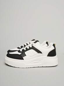New 2026 Spring/Summer Women Sports Shoes, Breathable Casual Thick-Sole Platform Sneakers, Durable & Versatile - Beige Black - View 3
