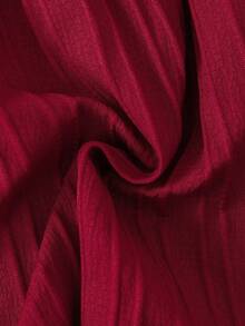 Baby Girls Red Bow Decor Ruffle Trim Dress - Burgundy - View 9