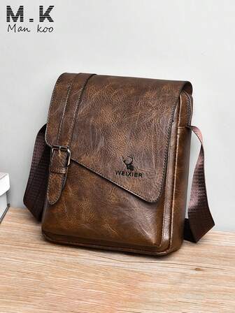1pc Men's Shoulder Bag, Crossbody Bag, Waist Bag, Handbag, Messenger Bag, Beach Bag, Outdoor Bag, Made Of Waterproof And Durable PU Material, Multi-Pocket Large Capacity, Adjustable Shoulder Strap, Portable, New Minimalist Fashion Men's Bag, Suitable For Work, School, Business Trip, Shopping, Christmas, Valentine's Day, Spring Festival Gift