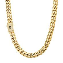 14mm Gold Cuban Link Chain And Bracelet Set 14K Gold Plated - 316L Stainless Steel Never Tarnish Waterproof With Vacuum Iced Diamond S Logo Clasp, Hip Hop Necklace & Bracelet Combo - Nhiều màu - Xem 40