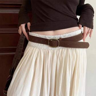 1pc Retro Y2K Style Belt, New Retro Pattern Leather Belt Versatile For Jeans, Wide Waist Belt With High-End Feel