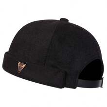 1pc Men's Wool Blend Fashion Denim Patch Flat Cap, Casual Warm Hat Suitable For Autumn/Winter Outings And Travel, Windproof And Insulating - Multicolor - View 6