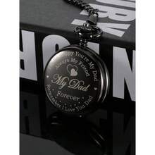 Hicarer Pocket Watch Engraved Presents Dad Father with Delicate Box, Birthday Fathers Day Present - negro - - Ver 3