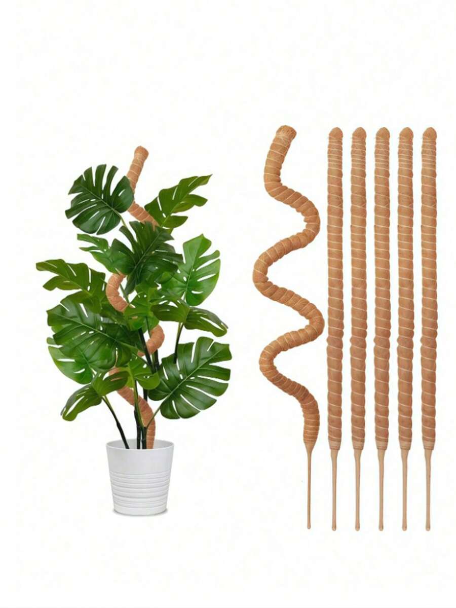 1pc Flexible Plant Support Rod, Bendable Moss Stick, Free-Shaping Climbing Vine Rod, For Supporting Plants, Large Plants, Climbing Plants, Indoor Plants, Flowers And Potted Plants With Stands, Spring Decor - Brown - View 1