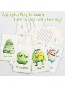 32pcs Emotion Monster Cards With Instructional Text, Cute Cards For Self-Regulation And Mood Boosting
