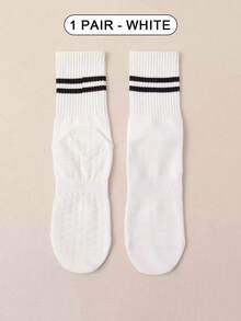 1 Pair/4 Pairs/6 Pairs Women Striped Yoga Non-Slip Socks, Professional Indoor Sports Fitness Mid-Calf Socks, Wonderful Christmas Gift, Unique New Year Present, Girlfriend Valentine's Day Gift - Multicolor - View 10