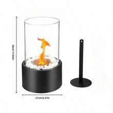 清洁燃烧的壁炉装饰加热器，圆柱形玻璃装饰火焰烟囱，适用于烧烤桌、家庭聚会、生日礼物、婚礼、活动、户外酒吧、咖啡馆、露营、餐厅、卧室、圣诞节等场合。