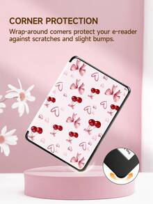 1pc Cute Cherry Bow Heart Pattern Protective Case Suitable For Kindle 2024, Kobo, Kindle NK 11/Kindle Kids Edition/Kindle Paperwhite 5, E-Book Reader Cover With Auto Wake/Sleep Function, Lightweight And Slim Fit To Protect Your Reading Device - Pink - View 5