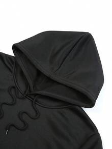 Sudadera con Capucha para Hombre - Sudadera Navideña del con Rayas Rojas y Blancas de Candado con la Letra G, Corte Holgado Casual para Halloween y Fiestas Navideñas, Lavable a Máquina, Abrigo Cálido de Invierno, Suéteres Navideños - Negro - Ver 3