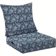 Outdoor Cushions Patio Furniture, Outdoor Cushion Set 24x 24x 5.75 Inch, Waterproof Fade Resistant Outdoor Chair Cushions, Deep Patio Chair Cushion With Removable Cover, Navy Blue - 綠色佩斯利花紋 + 24*24+5.75/25*22.5" - 查看 1