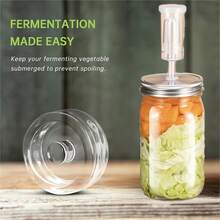1pc/2pcs 32oz Fermentation Jar Pickle Pot Household Pickling Crock With Thick Wall, One-Way Exhaust Valve, Mason Jar - Transparent - View 10