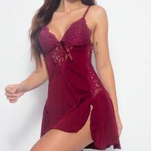 Sexy Lace Camisole With Side Slit And Sensual Comfortable V-Neck - Negro - Ver 5