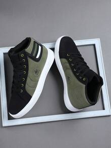 Giày thể thao cao cổ nam, giày casual nam, giày sneaker phong cách đường phố cá tính dành cho sinh viên, giày nam buộc dây, giày trượt ván nam. - màu xanh quân đội - Xem 6