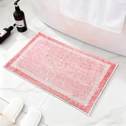 1pc Imitation Cashmere Bath Mat - Non-Slip, Absorbent, Machine Washable Polyester Mat With Rectangular Shape For Bathroom, Toilet, And Home Decor, Ideal Christmas Gift, Bathroom Mat, Purple Shower Tray Mat, Bathroom Accessory