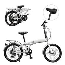 20-Inch Folding Bike With 7-Speed Gears, Compact And Portable Foldable Bicycle With Adjustable Seat For Easy Storage And Commuting - White, Black - View 9