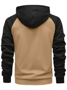 Men's Zip-Up Jacket, Solid Color, Regular Fit, Plus Size, Casual, Sports, Fitness, Running, Travel, Outdoor Camping, Autumn/Winter - Khaki - View 2