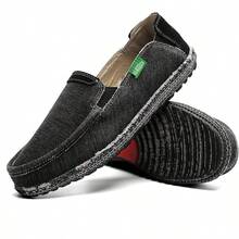 Zapatos sin cordones para hombre, zapatos de tela, zapatos de cubierta, de lona, para ocio, estilo vintage, casual, mocasines nuticos - 28,5 cm + D__Negro Gris9 - Ver 5