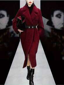 Punk Style Double Buckle Wide Waistband, Fashionable Solid Color PU Waistband, Classic Dress, Coat, Waist Belt For Women, Elegant Coat Belt, Simple And Versatile, Matched With Skirt, Thin Waistband - Multicolor - View 3