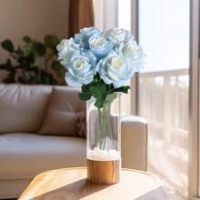 5/150 pièces Rose bleue artificielle de 52 cm, rose en soie, plante artificielle, décoration pour la maison, le restaurant, le salon, le jardin extérieur, arrangement floral, accessoire photo, printemps, vase, mur de fleurs, couronne, bouquet de mariée, décoration de mariage, matériel de couronne DIY, décoration de fête d'anniversaire, accessoire de décoration d'intérieur, Saint-Valentin, cadeau du Nouvel An - Bleu et Blanc - Voir 8