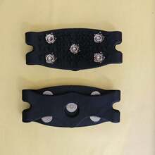 1 Pair 5-Tooth Outdoor Ice Cleats Anti-Slip Shoe Covers, Portable Snow Spikes Crampons For Hiking, Skiing, Mountaineering, Compact Size