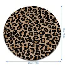 20*20*0.2厘米圆形豹纹鼠标垫，带防滑橡胶底座，趣味鼠标垫，适用于台式无线电脑鼠标，办公室、笔记本电脑、家庭办公室装饰，可爱办公用品，送给女性和女孩的礼物 - 彩色 - 查看 6
