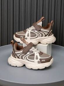 1 Pair Kids' Casual Sneakers, Colorblock Design, Comfortable, Versatile, Lightweight, Suitable For Outdoor, Sports, Fashion - Brown - View 6