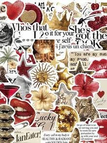 50张Y2K贴纸，市中心贴纸，黑白贴纸，暗黑系贴纸，防水乙烯基贴纸，美观笔记本贴纸套装，滑板贴纸，水瓶贴纸，笔记本贴纸