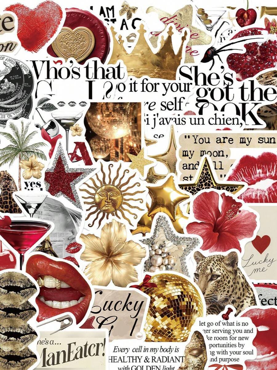 50张Y2K贴纸，市中心贴纸，黑白贴纸，暗黑系贴纸，防水乙烯基贴纸，美观笔记本贴纸套装，滑板贴纸，水瓶贴纸，笔记本贴纸