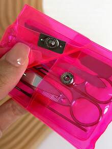 5pcs Manicure Set, Nail Clipper, File, Buffer, Tweezers, Cuticle Pusher - Silver - View 6