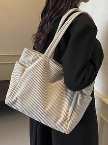 حقيبة كتف كبيرة السعة من القطيفة الكاجوال الأنيقة، حقيبة كتف خفيفة الوزن من مواد ناعمة للتنقل اليومي والتسوق، حقيبة كتف نسائية كبيرة السعة وأنيقة، قماش القطيفة ناعم ومتين، مع جيوب جانبية وأقسام متعددة، إغلاق بسحاب، مناسبة للرحلات القصيرة والتنقل للعمل والخروجات اليومية