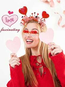 情人节爱心发箍和爱心太阳镜，情人节派对配饰 - 彩色 - 查看 6