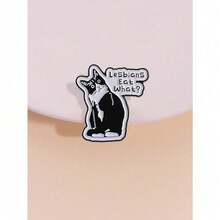2025 Laprio 1PC LGBT Humor Quote Pride Cute Enamel Pins Women's Brooches Men Lapel Pins Black Cat Badge Costume Accessories Funny Jewelry Gifts - 黑與白 - 查看 5
