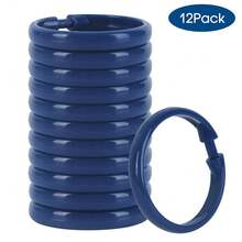 Qulable Navy Blue Shower Curtain Hooks - 12 Pcs Circular Plastic Shower Curtain Rings For Bathroom - O Shaped Dark Blue Shower Hooks Rings For Shower Curtain Rod,NavyBlue - 海軍藍 - 查看 9