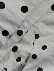 复古风女士中长连衣裙，短袖V领波点图案，配腰带和口袋，打造休闲或优雅的夏季造型 - 淺灰色 - 查看 5