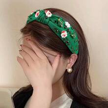 Diadema de Nudo de Navidad para Mujeres y Nias, Accesorios para el Cabello, para Mascarada, Decoracin de Vacaciones, de Cosplay - Verde-B - Ver 3