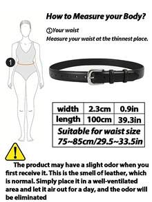 女士简约而优雅的闪亮银扣皮带，适合学生和青年装饰，韩式秋季，秋季，万圣节 - 針扣 - 查看 3