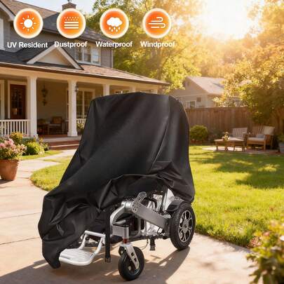 1 Heavy-Duty Electric Wheelchair Cover - All-Weather Outdoor And Indoor Electric Mobility Scooter Cover With Zipper Closure, Heavy-Duty Polyester Fabric, Wheelchair Cover, Heavy-Duty Wheelchair Cover, Heavy-Duty Outdoor Wheelchair Cover