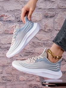 2025新款绿色时尚女士透气网面休闲运动鞋，百搭耐穿防滑运动鞋 - 灰色 - 查看 3