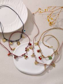 1PC Simple And Fashionable Ocean Style Copper Shell Resin Sea Fish Star Shell Freshwater Pearl Thin Hand Rope Female Beach Vacation Seaside Travel Party Summer Daily Dating Wear, Summer Versatile Models Hand Rope Jewelry Gift For Sisters Mother Girlfriends - Multicolor a - View 8