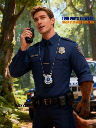 1pc Fashionable Badge Necklace, Unisex Cosplay Metal Badge, Suitable For Party And Ball Costume