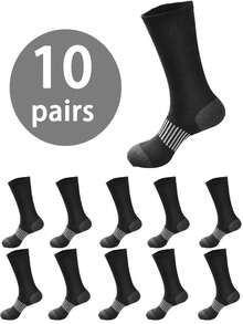 10/5/1 Par de calcetines de tripulación de unicolor para hombres de talla grande, versátiles para deportes y uso casual, resistentes al olor y transpirables, calcetines de tripulación suaves, elásticos y cómodos, aptos para uso diario unisex - Multicolor - Ver 4