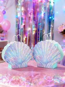 5个贝壳礼品袋，带提手，DIY贝壳造型手提袋，托特包，美人鱼主题派对礼品包装袋，海底主题派对礼品包装用品，生日派对装饰，婴儿派对礼品袋，婚礼派对用品，海底主题礼品包装，购物袋，生日礼物，派对回礼袋 - 貝殼 - 查看 6