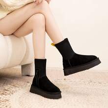 Women Snow Boots - Chestnut-colored Medium-sized Tube - View 4