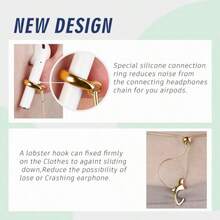 Correa de Cable para Auriculares con Cadena  antipérdida  Correa de Soporte Alrededor del Cuello Cordón Ajustable Cordón Y Collar Cadena C - como en la foto - Ver 4