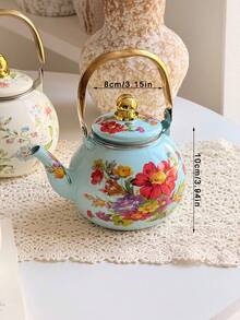 Middle Eastern Traditional Style + Geometric Floral Pattern / Colorful Enamel Finish + Spherical Body + Gold-Plated Handle And Knob + Heat Insulation & Leak-Proof + Arabic Dallah Coffee Pot + Scratch-Resistant, Durable, Easy To Clean, Complementing High-End Tea And Coffee Occasions - Multicolor - View 7