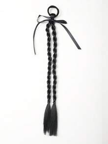  1pc Kids Sweet Cool Braided Ponytail Wig Boxing Braid Hair Accessory With Ribbon Bow Hair ﻿ - Multicolor - View 15
