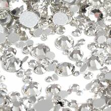 1440 viên đá pha lê trong suốt, không cần keo dán, kích thước hỗn hợp SS4-SS20, mặt phẳng, dùng để trang trí móng tay, chất lượng cao, phụ kiện làm móng 3D lấp lánh. - Kích thước hỗn hợp - Xem 6