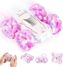 Coche Spider de Control Remoto, Doble Cara Giratoria de 360 °   4WD Todoterreno RC Spider Buggy con Luces Frías, Recargable USB, umpleaños Navidad Regalo para Niños,Juguetes para Niños de 3-6 Años - Rosa - Ver 9