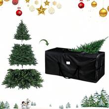 Bolsa de almacenamiento para rbol de Navidad que se adapta a rboles artificiales desmontados de hasta. 5 pies, grandes recipientes de almacenamiento de Navidad, resistente bolsa Oxford 600D, con - inicial - Ver 4